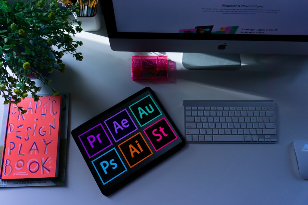 Graphic design tools and creative workspace